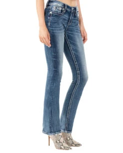 Women's Fleur De Lis Mid-Rise Bootcut Jeans -Ladies Western Cowboy Shop MMJ 0040 M3846B B