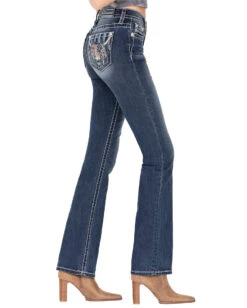 Women's Hook'em Mid-Rise Bootcut Jeans -Ladies Western Cowboy Shop MMJ 0054 M3747B.D968.08980.black