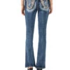 Women's Feathered Horseshoe Mid-Rise Bootcut Jeans 1 Women's Feathered Horseshoe Mid-Rise Bootcut Jeans -Ladies Western Cowboy Shop MMJ202205 0012 M3865B C