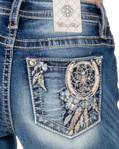 Women's Floral Dreamcatcher Mid-Rise Bootcut Jeans 8 Women's Floral Dreamcatcher Mid-Rise Bootcut Jeans -Ladies Western Cowboy Shop MMJ202205 0023 M3860B D