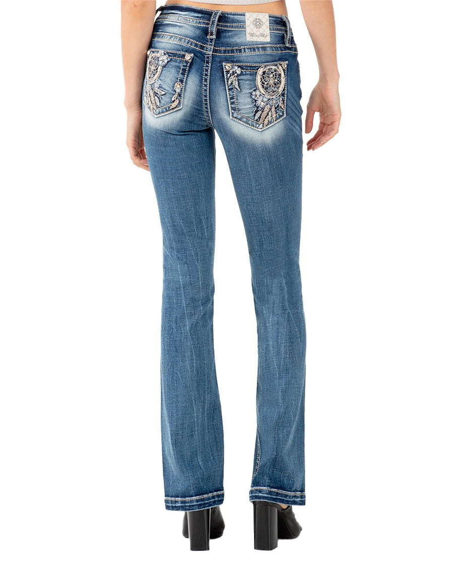 Women's Floral Dreamcatcher Mid-Rise Bootcut Jeans 3 Women's Floral Dreamcatcher Mid-Rise Bootcut Jeans