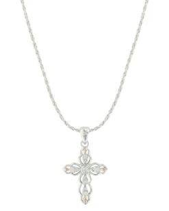 Montana Silversmiths Women's Fancy Scallop Rose Gold Cross Necklace