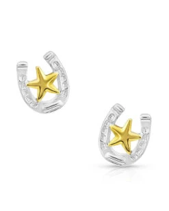 Montana Silversmiths Women's Two Tone Horseshoe Star Earrings