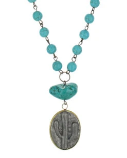Montana Silversmiths Women's Attitude Antiqued Cactus Disc Necklace