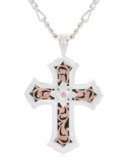 Montana Silversmiths Women's Two Tone Antiqued Floral Cross Necklace