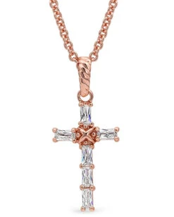 Montana Silversmiths Women's Rose Gold Brilliant Cross Necklace