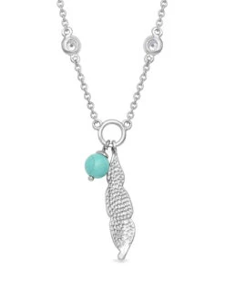 Montana Silversmiths Women's Feather & Turquoise Necklace -Ladies Western Cowboy Shop NC4827 0002 NC4827 alt