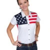 Scully Women's Patriot Block Shirt 2 Scully Women's Patriot Block Shirt -Ladies Western Cowboy Shop PL 756SS 0000 PL 756SS