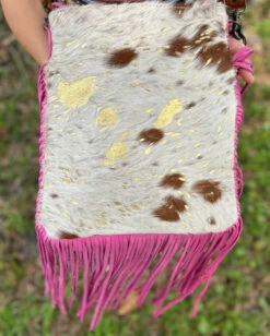 Women's Acid Gold Cowhide Crossbody -Ladies Western Cowboy Shop SKIPS20230419 0022 adbgs192E