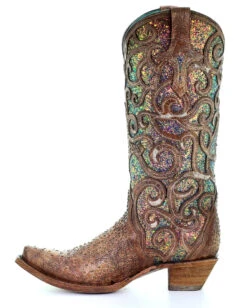 Corral Women's Cognac Glitter Inlay Western Boots -Ladies Western Cowboy Shop Untitled 12 0003 Layer5