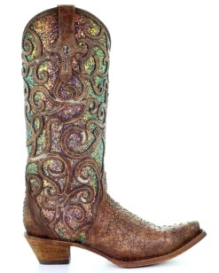 Corral Women's Cognac Glitter Inlay Western Boots -Ladies Western Cowboy Shop Untitled 12 0005 Layer3
