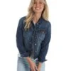 Wrangler Women’s Premium Denim Jacket -Ladies Western Cowboy Shop Untitled 17 0000 LWJ370D BF01 SWFW WPRD