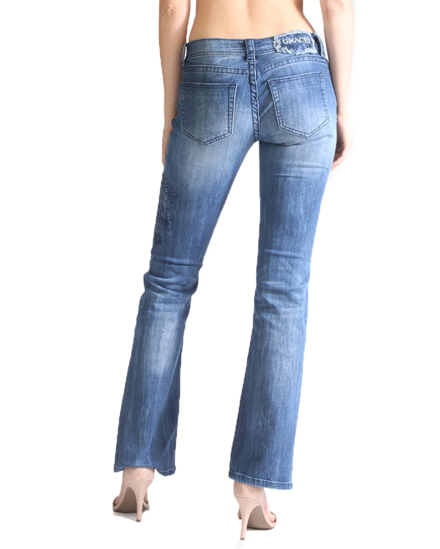 Women's Dark Embroidered Easy Bootcut Jeans 3 Women's Dark Embroidered Easy Bootcut Jeans