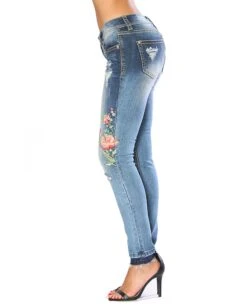 Women’s Floral Embroidered Skinny Jeans -Ladies Western Cowboy Shop Untitled 1 0000 JNW51280 side