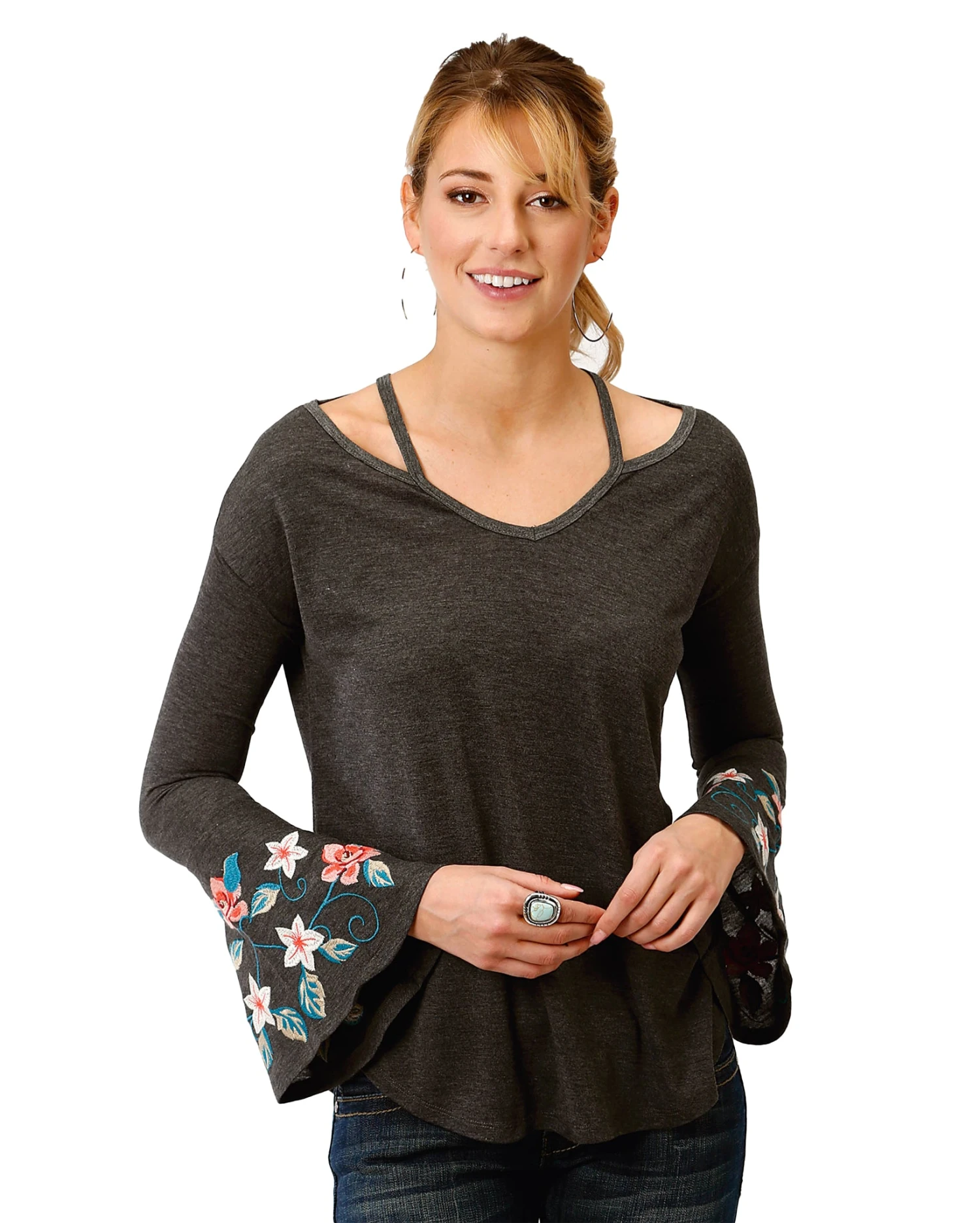 ROPER Women's Floral Embroidery Top 3 ROPER Women's Floral Embroidery Top