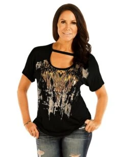 Women's Aztec Foiled Print Blouse