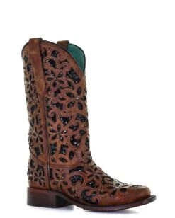Corral Women's Studs And Floral Embroidery Western Boots