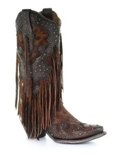 Corral Women's Cheetah And Fringe Western Boots -Ladies Western Cowboy Shop Untitled 1 0013 A3618