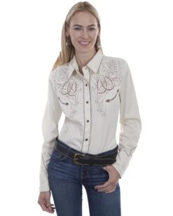 Scully Women's Embroidered Western Shirt
