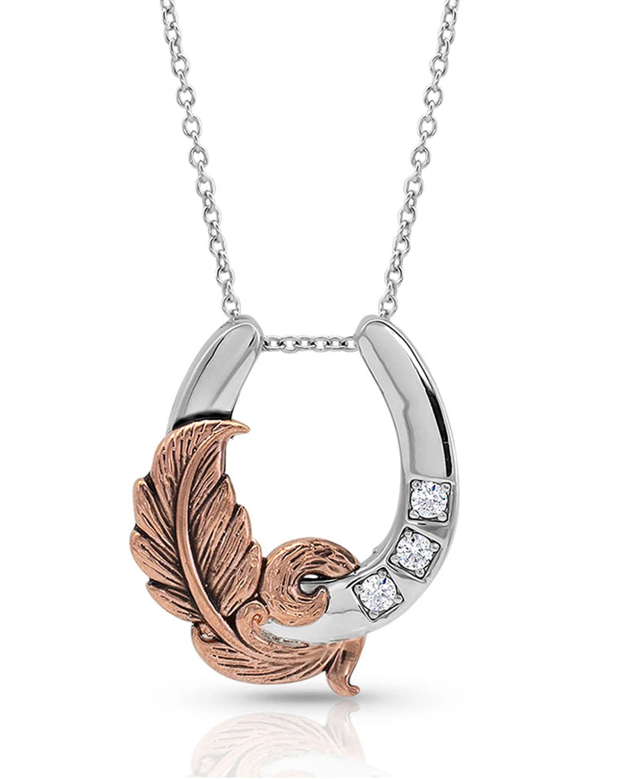 Montana Silversmiths Women's Natural Luck Horseshoe Necklace 3 Montana Silversmiths Women's Natural Luck Horseshoe Necklace