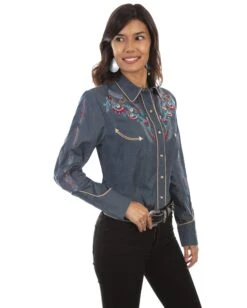 Scully Women's Feather And Floral Western Shirt