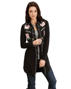 Ladies Western Cowboy Shop 29 ROPER Women's Floral Embroidery Dress Western Shirt